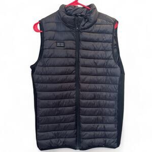 Black Puffer Heated Vest Rechargeable Heated Jacket Coat Electric Heating M